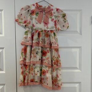 Patachou Floral Kids Dress with Pink Accents